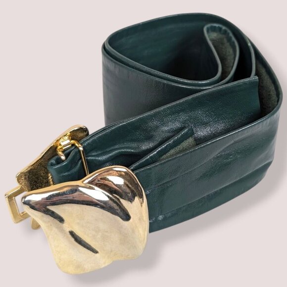 🍁Vintage Century Green Faux Leather Accent Belt - Picture 2 of 5